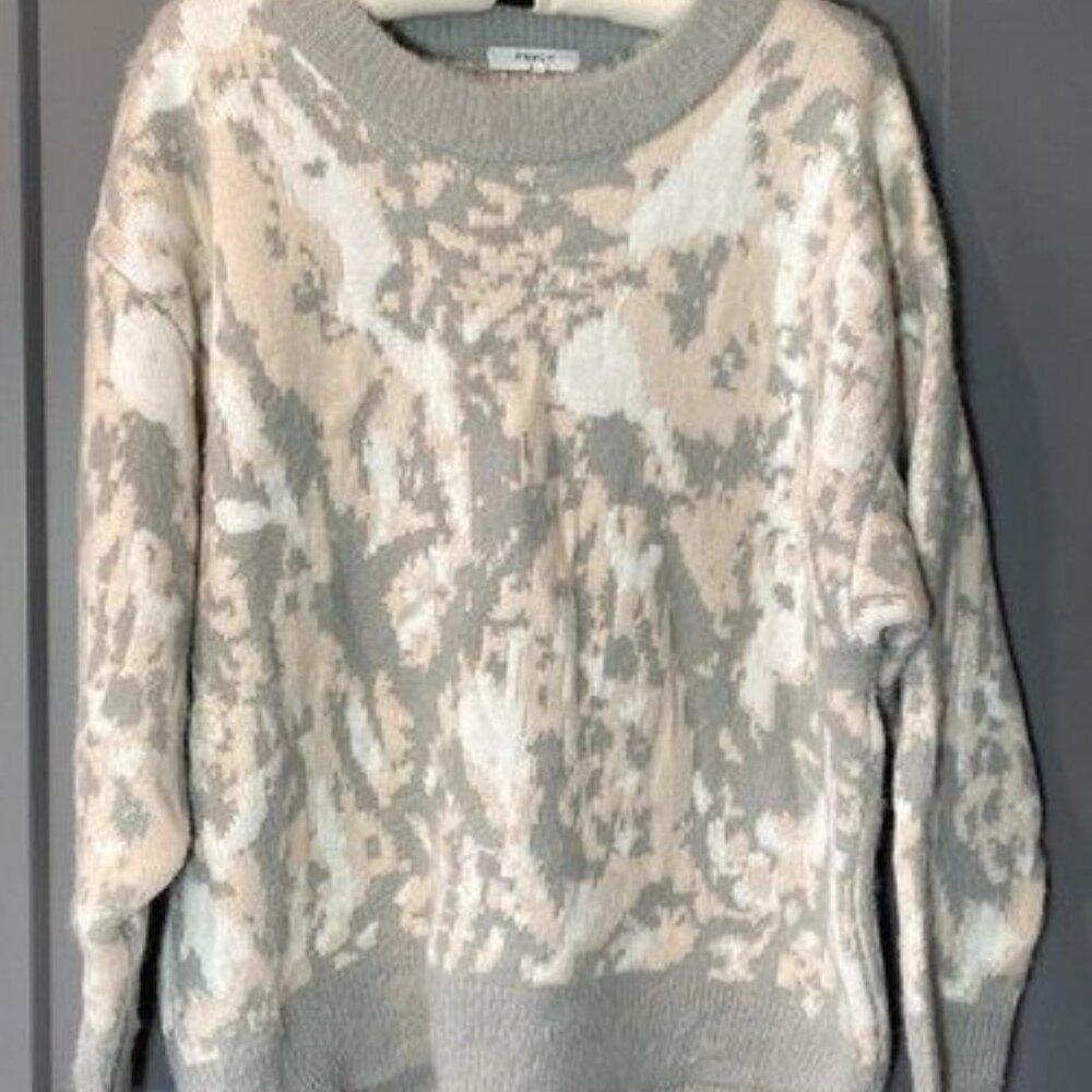 FRNCH Paris Womens Pink Grey Cozy Nadera Crewneck Sweater Abstract size M/L